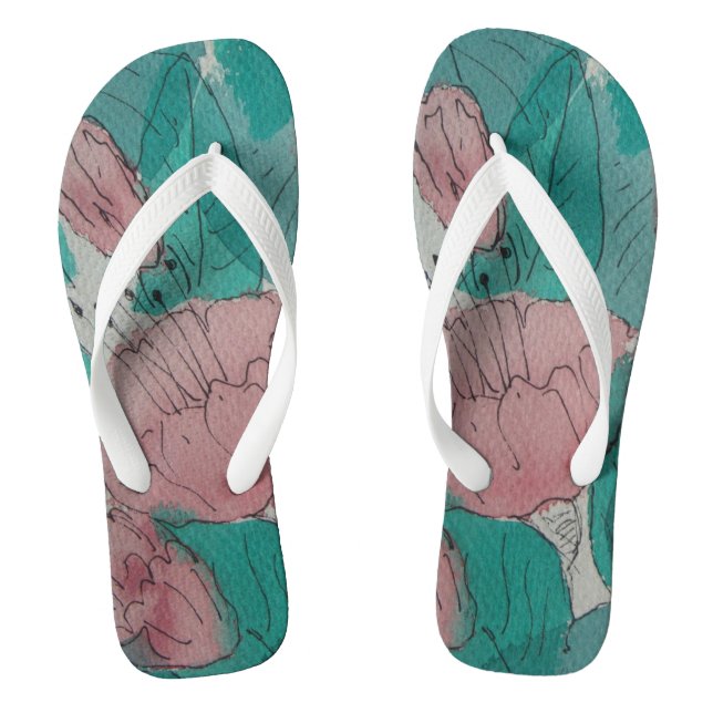 Chanclas original sketchy abstracto contemporáneo floral (Plantilla)