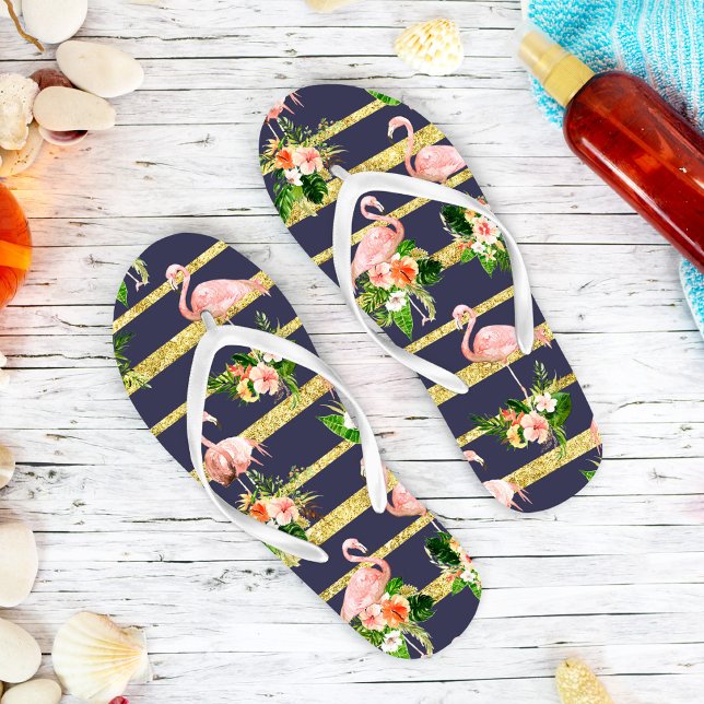 Chanclas Oro azul de la Marina Tropical Rosa Flamingo (Subido por el creador)