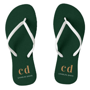 Chanclas Oro verde esmeralda iniciales monograma nombre