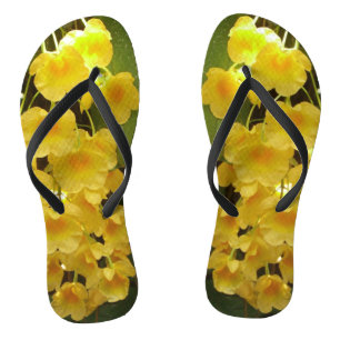 Chanclas Orquídeas Amarillas colgando flores tropicales