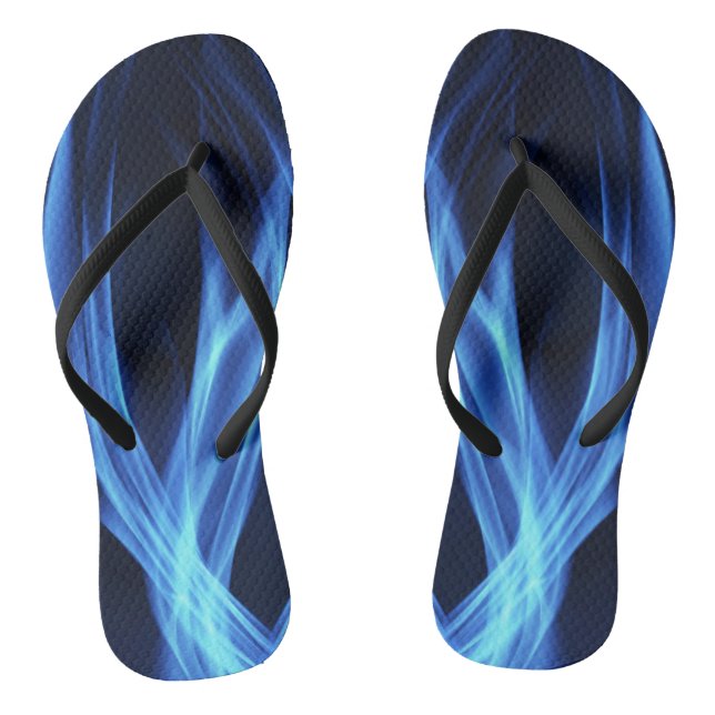 Chanclas oscuras con remolino de llama azul (Plantilla)