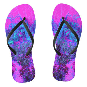 Chanclas Paisaje Impresionista Azul y Rosa Caliente Trippy