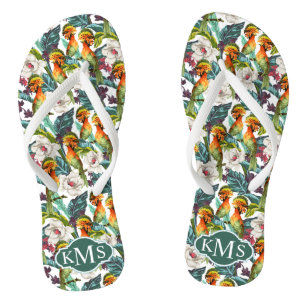 Chanclas Pájaro y monograma exótico del estampado de plor