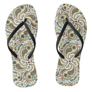 Chanclas Pájaros de paisley amarillos/marrones y blancos
