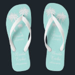 Chanclas Palm Tree Brie Tribe Blue White<br><div class="desc">Golpea la playa con estilo, con estos impresionantes Flip Flops de la tribu blanca Beach Lover Bride con palmeras dulces para que te sientas tropical. ¡Espacio para el personalizar con los nombres de la dama de honor! Combina y combina todos tus productos favoritos de Beach Lover de Up On the...</div>