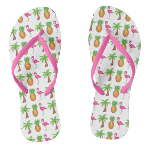 Chanclas Palm Tree Pineapple Pink Flamingo