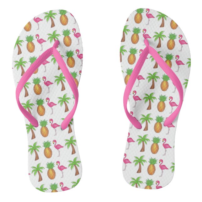 Chanclas Palm Tree Pineapple Pink Flamingo (Plantilla)