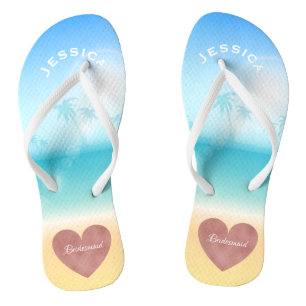 Chanclas Palm Trees Tropical Beach Wedding Corazón de la da
