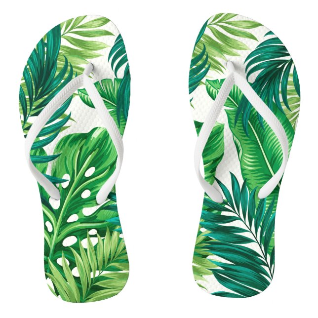 Chanclas Palm tropical verde Banana Monstera hojas (Plantilla)