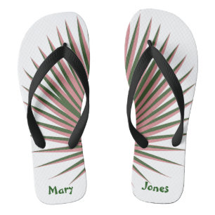 Chanclas Palmas rosas cortas acuarela tropical personalizad