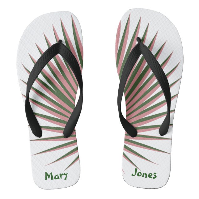 Chanclas Palmas rosas cortas acuarela tropical personalizad (Plantilla)