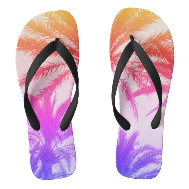 Chanclas palmera tropical en el ambiente de verano del neón (Plantilla)