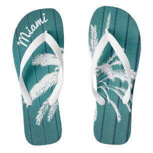 Chanclas Palmeras de Miami Beach azul y blanco