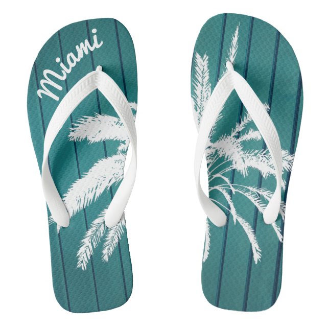 Chanclas Palmeras de Miami Beach azul y blanco (Plantilla)