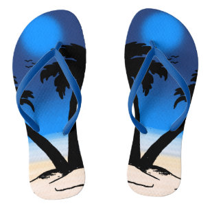 Chanclas Palmeras de Playa de Verano Azul Medianoche