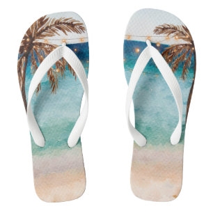 Chanclas palmeras tropicales en la playa
