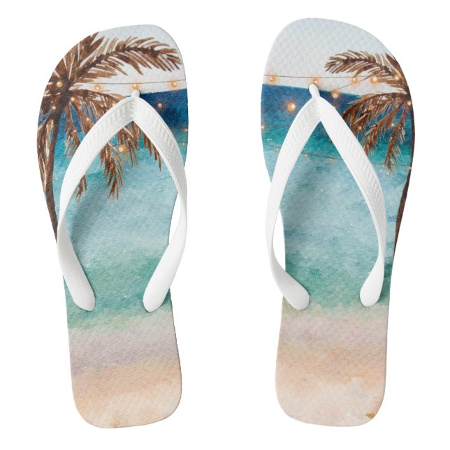 Chanclas palmeras tropicales en la playa (Plantilla)