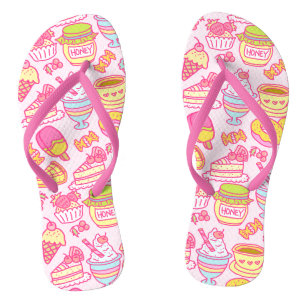 Chanclas Panadería dulce y bebidas Flip Flops rosa
