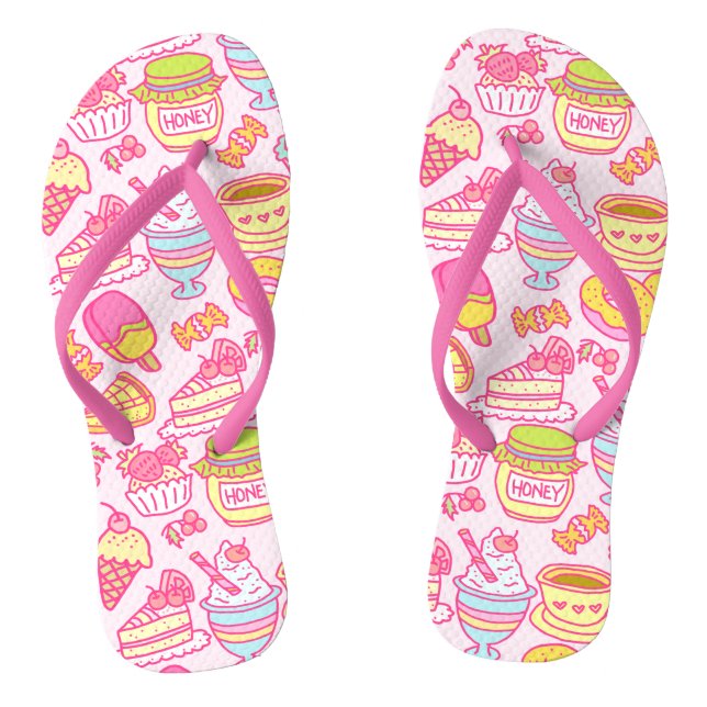 Chanclas Panadería dulce y bebidas Flip Flops rosa (Plantilla)