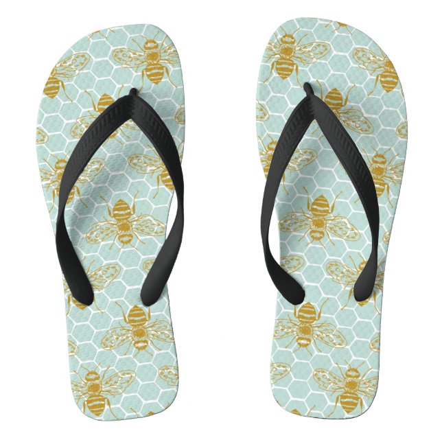 Chanclas Panal Teal y Abejas (Plantilla)
