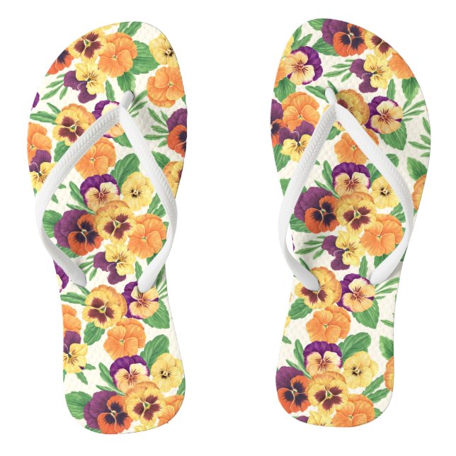 Chanclas Pansies en blanco roto (Plantilla)