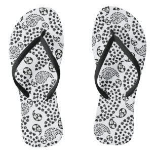 Chanclas Papas De Perro Negro Y Blanco E Impresión Paisley