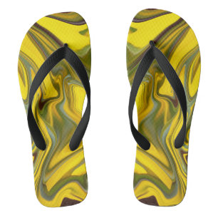 Chanclas Papel digital amarillo de las ondas de mármol-5544