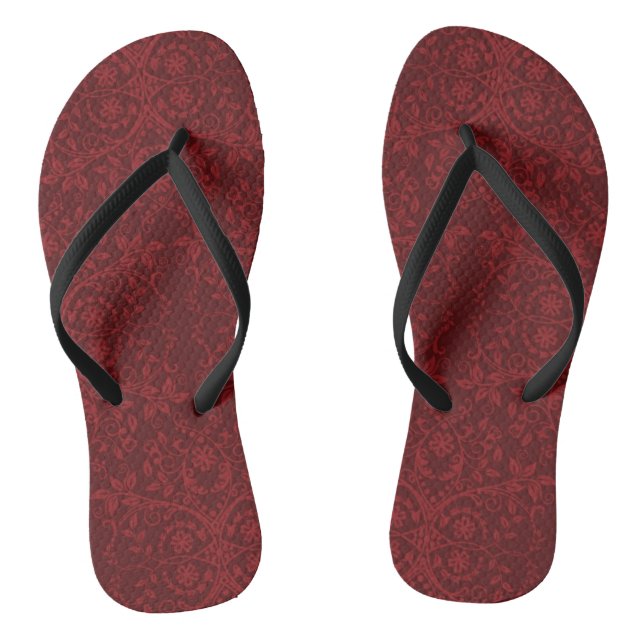 Chanclas Papel pintado floral rojo detallado (Plantilla)
