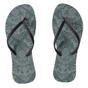 Chanclas Papel pintado floral verde de lujo del damasco