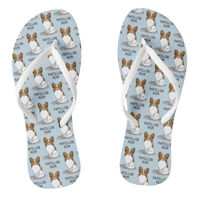 Chanclas Papillon Mom Pap Mom (blanco y estable) Cute Dog M (Plantilla)