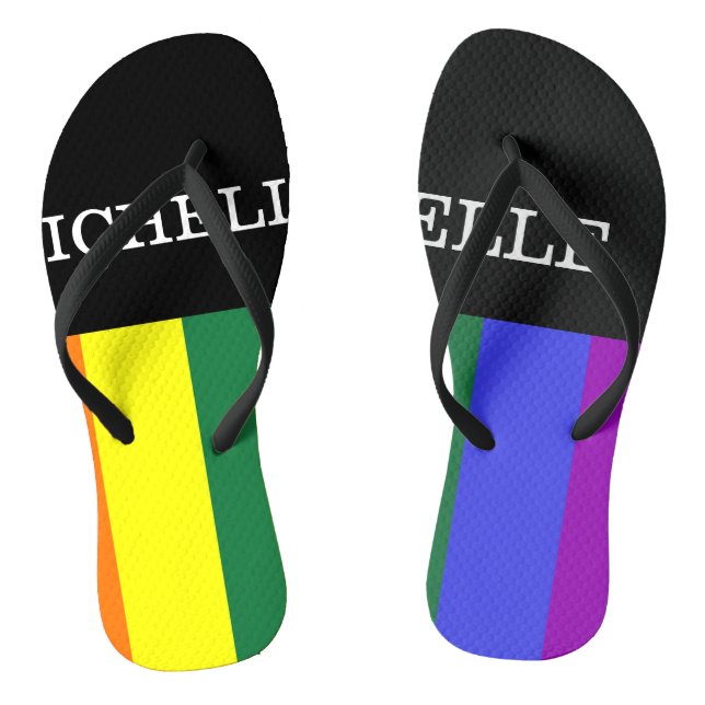 Chanclas Par de Chinelos Orgulho Gay Rainbow Personalizado (Plantilla)