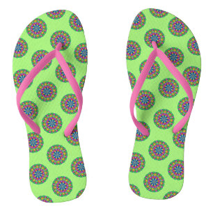 Chanclas Par de patrones de Mandala verde Boho Flip Flops