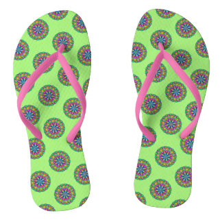 Chanclas Par de patrones de Mandala verde Boho Flip Flops