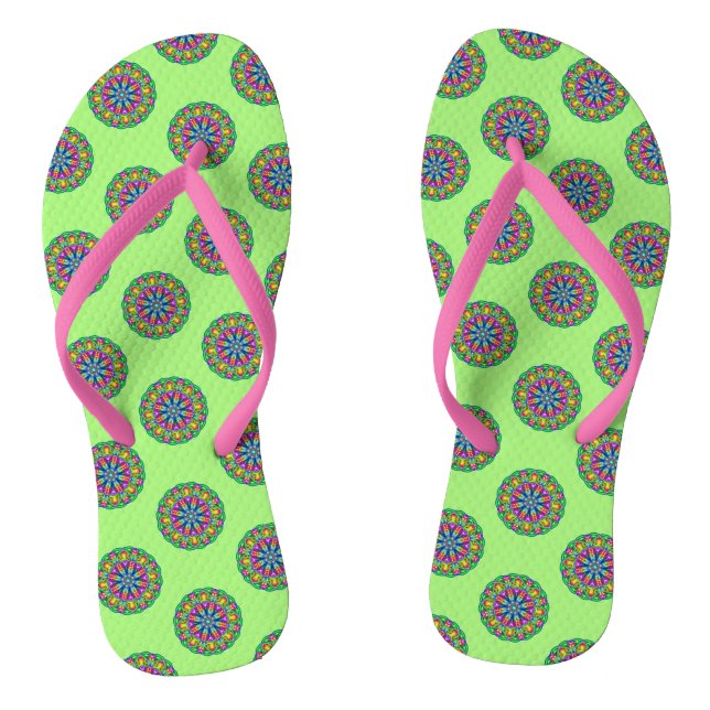 Chanclas Par de patrones de Mandala verde Boho Flip Flops (Plantilla)