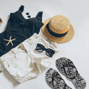 Chanclas Par negro oscuro de florales de flechas volteadas