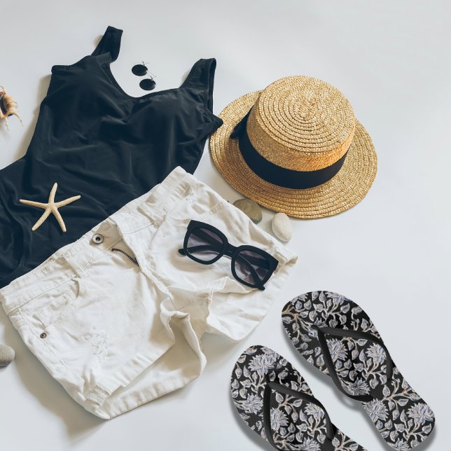 Chanclas Par negro oscuro de florales de flechas volteadas (Subido por el creador)