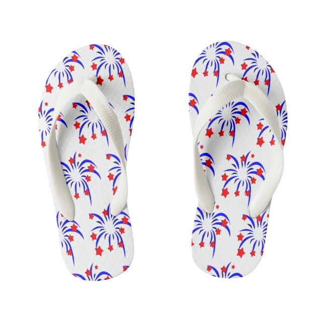 Chanclas Para Niños 4 de julio Fuegos artificiales Niños Flip Flops (Plantilla)