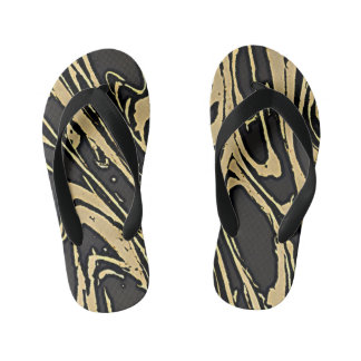 Chanclas Para Niños Abstract Fluid Art - Black Marble Effect