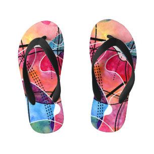 Chanclas Para Niños Abstrato acuarela Patrón blanco negro