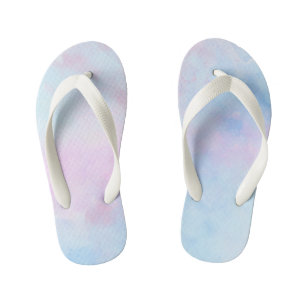 Chanclas Para Niños Acuarela de ensueño azul turquesa rosa