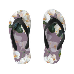 Chanclas Para Niños Acuarela de lavanda oscura orquídea.