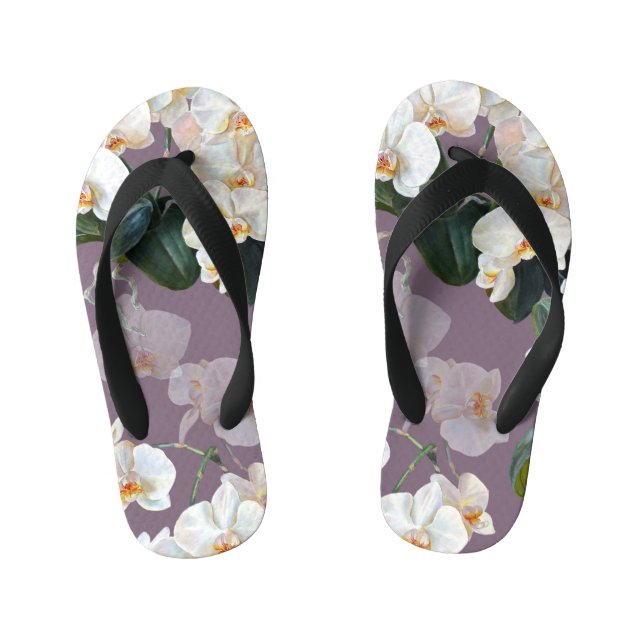 Chanclas Para Niños Acuarela de lavanda oscura orquídea. (Plantilla)