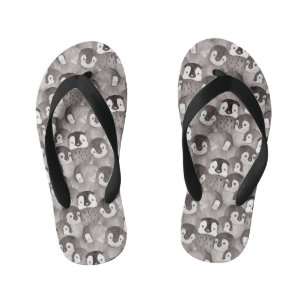 Chanclas Para Niños Acuarela de pingüino de bebé