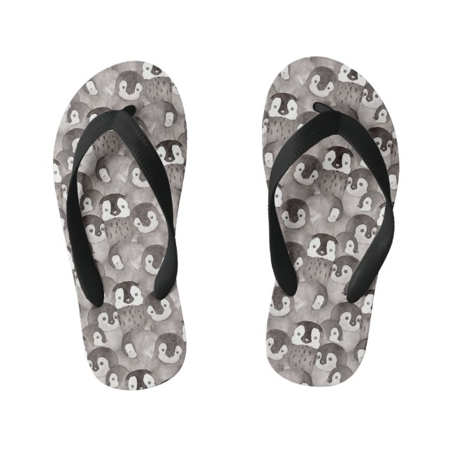 Chanclas Para Niños Acuarela de pingüino de bebé  (Plantilla)