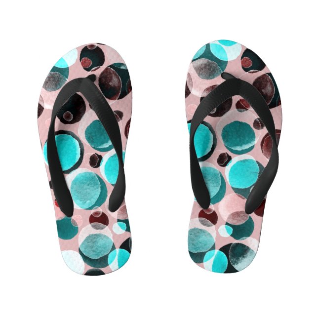 Chanclas Para Niños acuarela de puntos polka, patrón abstracto. (Plantilla)