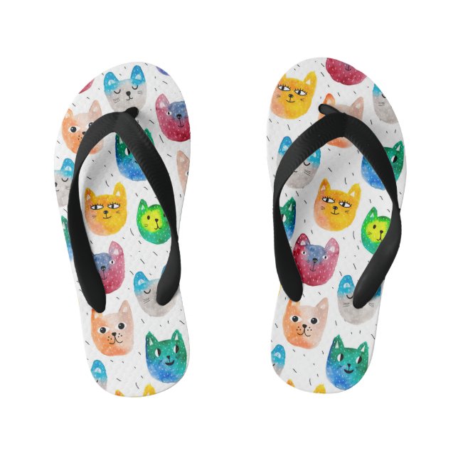 Chanclas Para Niños Acuarela, gatos y amigos (Plantilla)