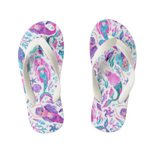 Chanclas Para Niños Acuarela Mermaids Estanques marítimos + Starfish