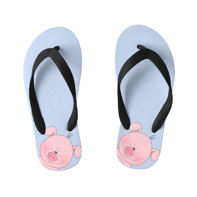 Chanclas Para Niños Alegre Personalizado de cerdo rosa (Plantilla)