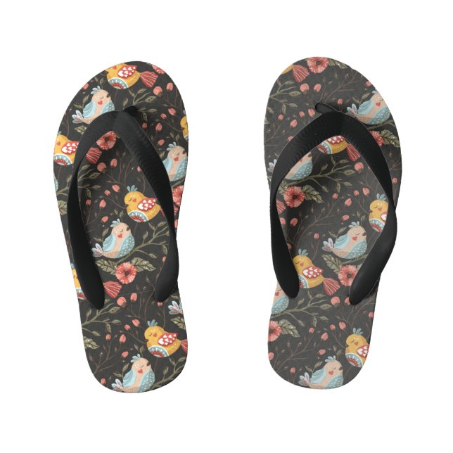 Chanclas Para Niños Amar el patrón floral de las aves del Boho (Plantilla)