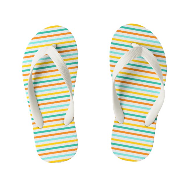 Chanclas Para Niños Aqua Green, Tangerine, Verde azulado y Amarillo (Plantilla)